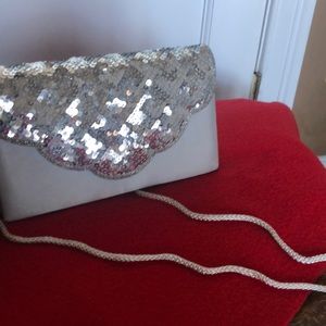 Women’s evening bag. Silver sequin detail
